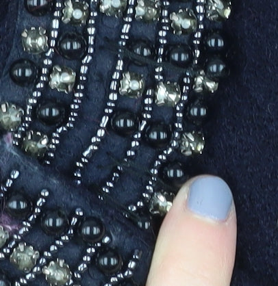 Clements Ribeiro Women's Black Beaded Mid-Length Coat