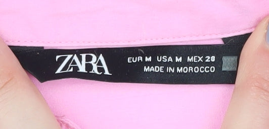 Zara Women's Pink Button-Up Shirt, Medium, Classic Style