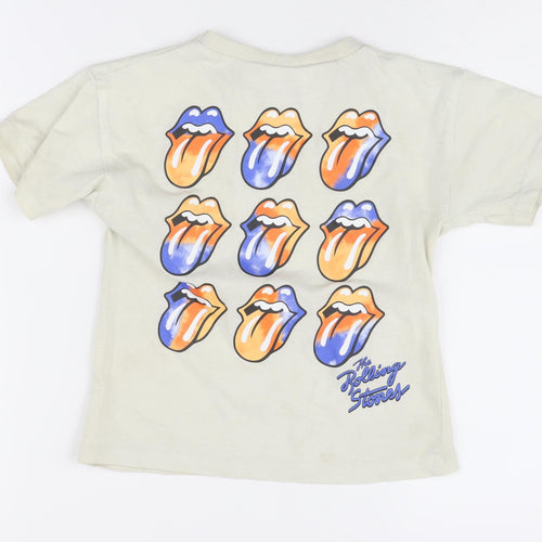Zara Boys Beige Rolling Stones T-Shirt 2-3 Yrs Graphic Music
