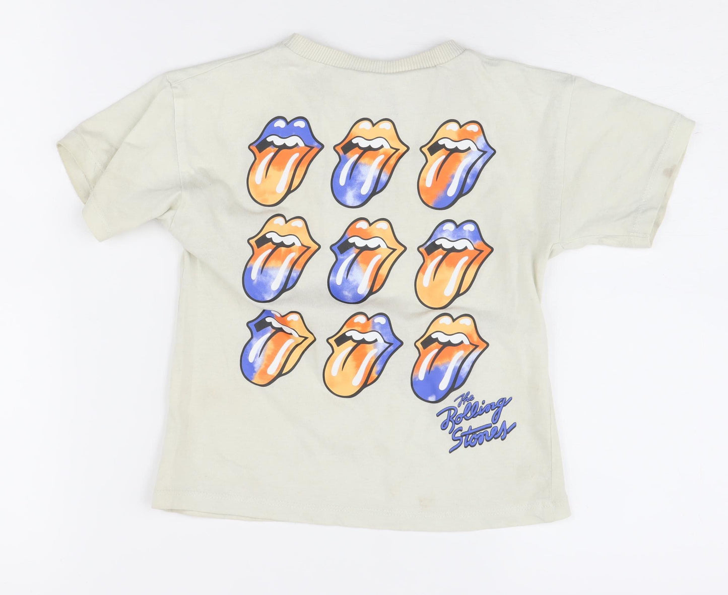 Zara Boys Beige Rolling Stones T-Shirt 2-3 Yrs Graphic Music