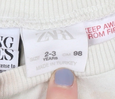 Zara Boys Beige Rolling Stones T-Shirt 2-3 Yrs Graphic Music