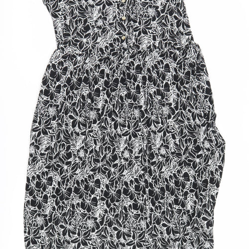 Julipa Women's Black Floral Shirt Dress, Size 14