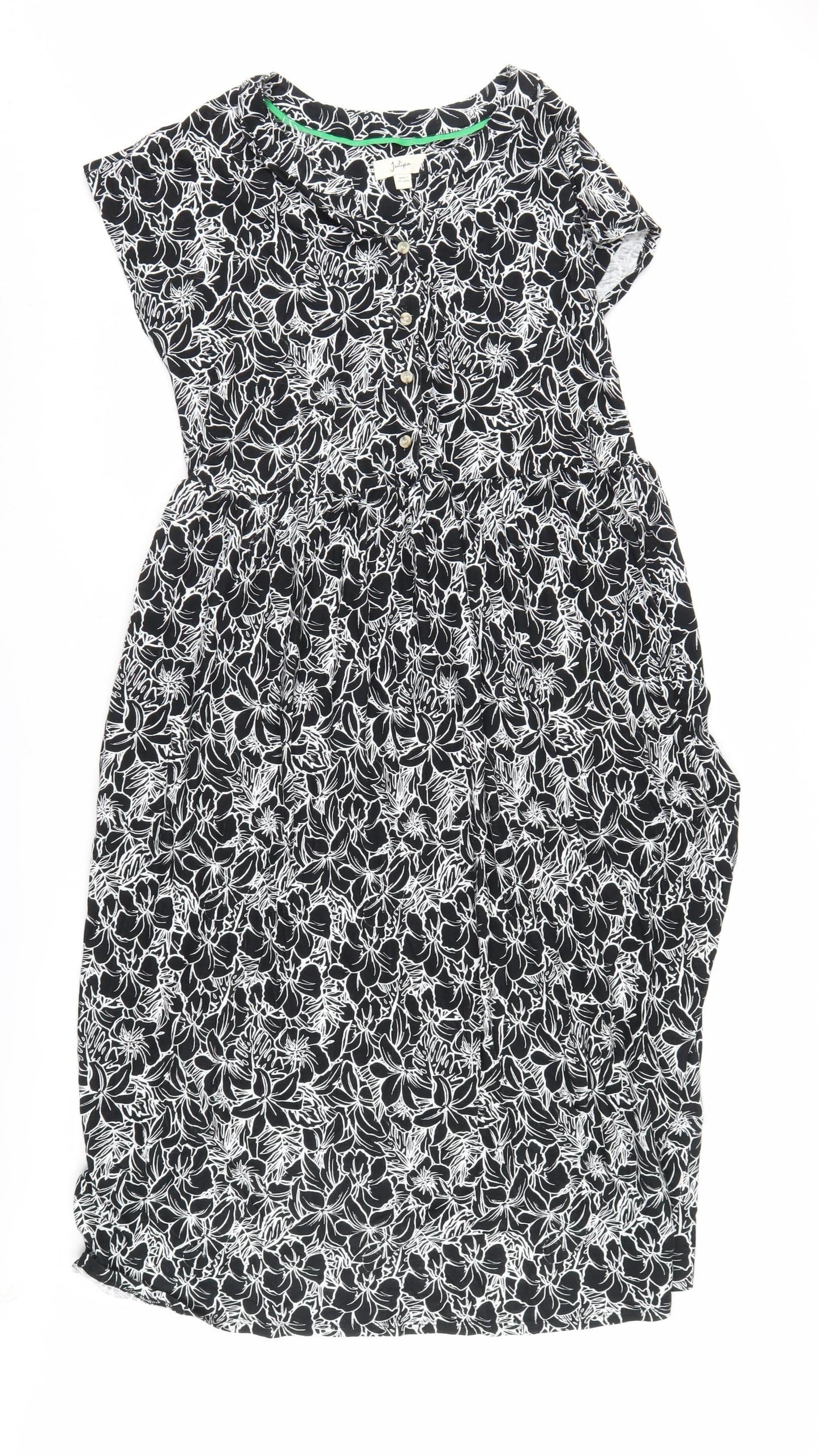 Julipa Women's Black Floral Shirt Dress, Size 14