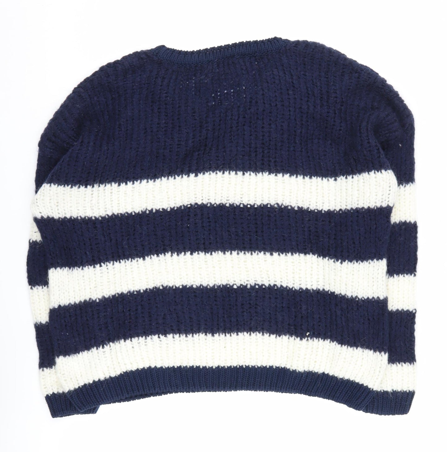 Tommy Hilfiger Women's Blue Striped Chunky Knit Jumper L