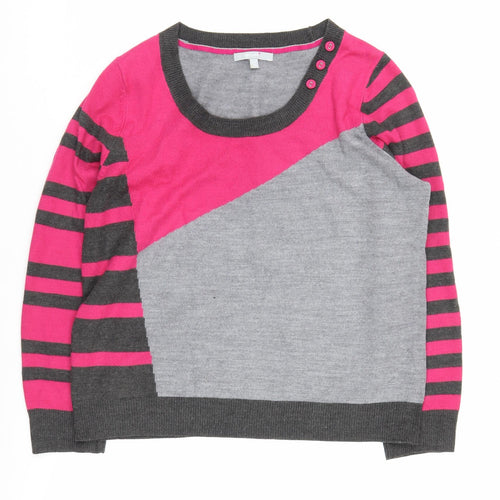 Per Una Women's Grey Striped Pullover Jumper Size 12