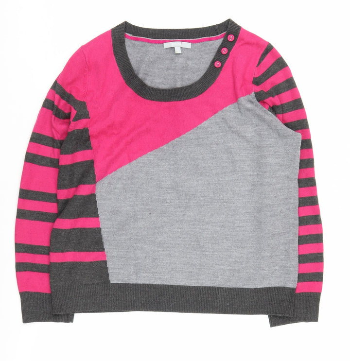 Per Una Women's Grey Striped Pullover Jumper Size 12