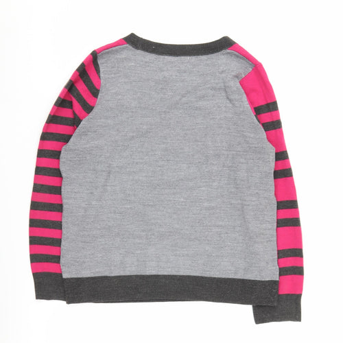 Per Una Women's Grey Striped Pullover Jumper Size 12