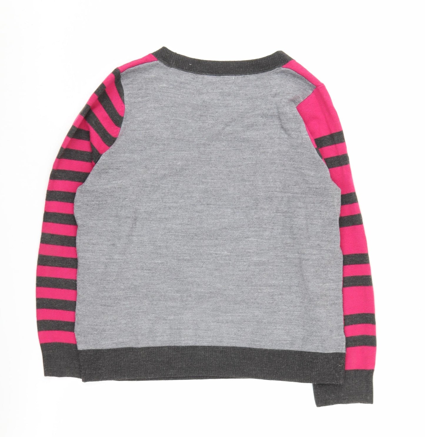 Per Una Women's Grey Striped Pullover Jumper Size 12