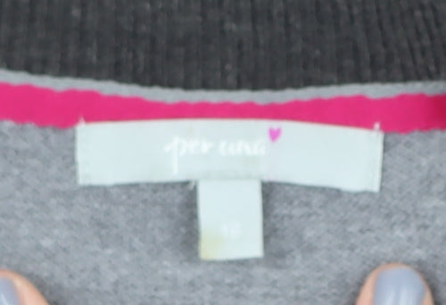 Per Una Women's Grey Striped Pullover Jumper Size 12