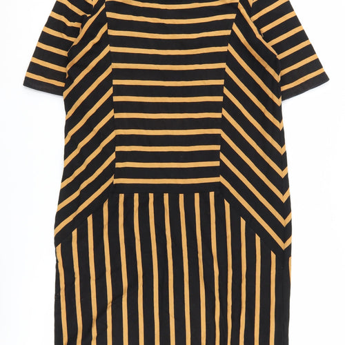 Next Women's Black & Tan Striped Shift Dress, Size 12