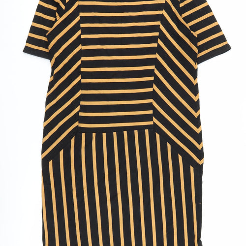 Next Women's Black & Tan Striped Shift Dress, Size 12