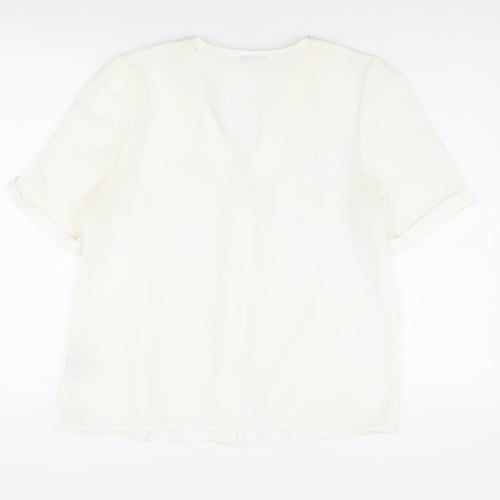 Michelle Keegan Women's White Button-Up Size 14 Short Sleeve