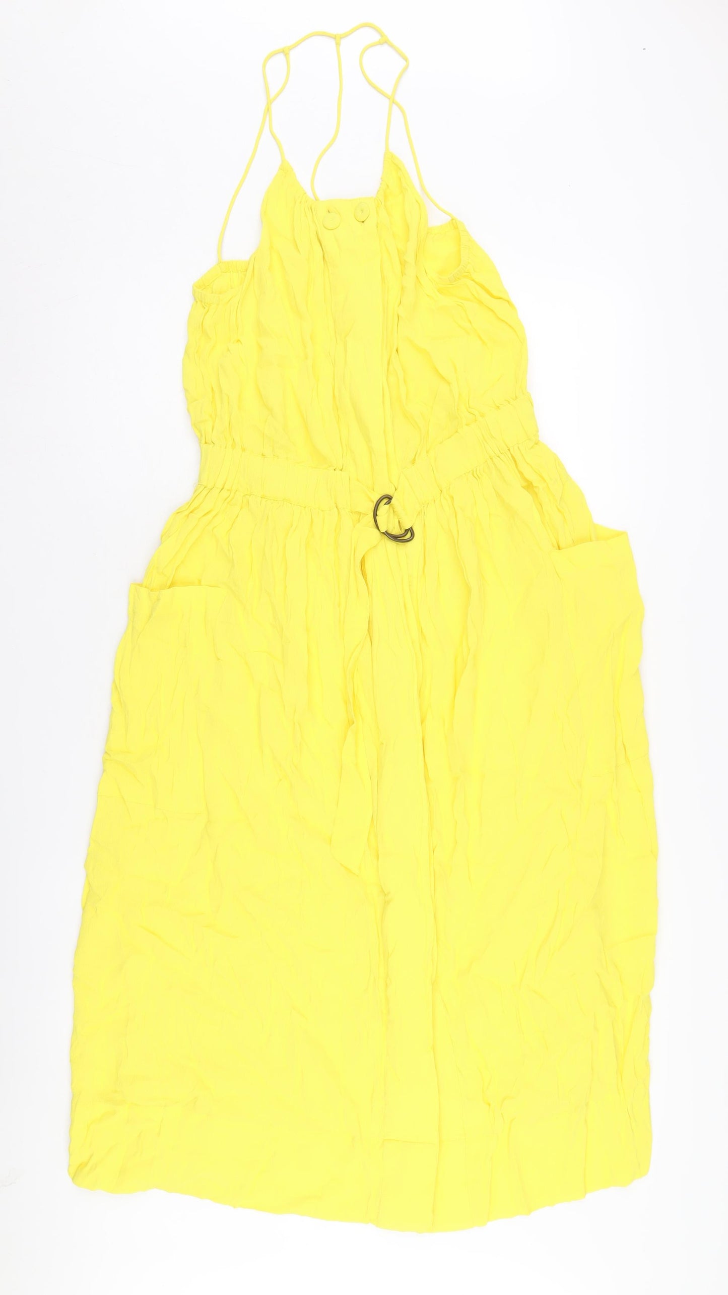 Finery Women's Yellow Slip Dress, Size 10, Casual Spring