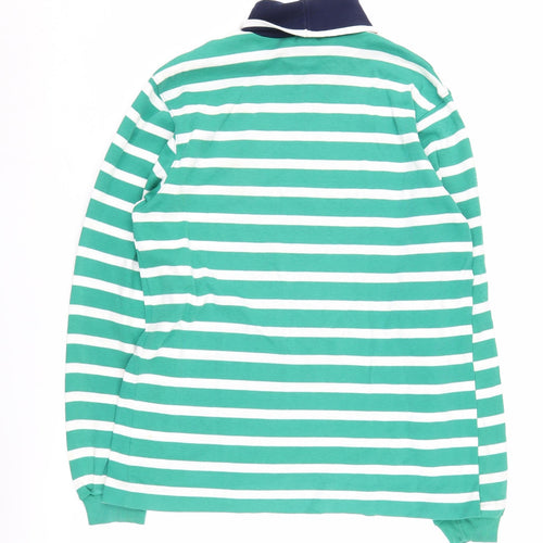 Lands' End Men's Green Striped Pullover Sweatshirt, M
