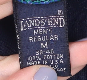 Lands' End Men's Green Striped Pullover Sweatshirt, M