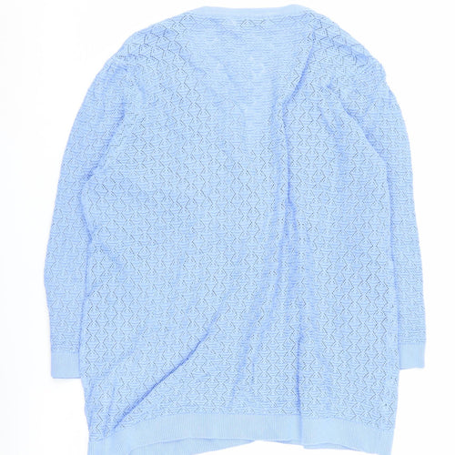 Isle Women's Blue Cardigan L V-Neck Lightweight Button Knit