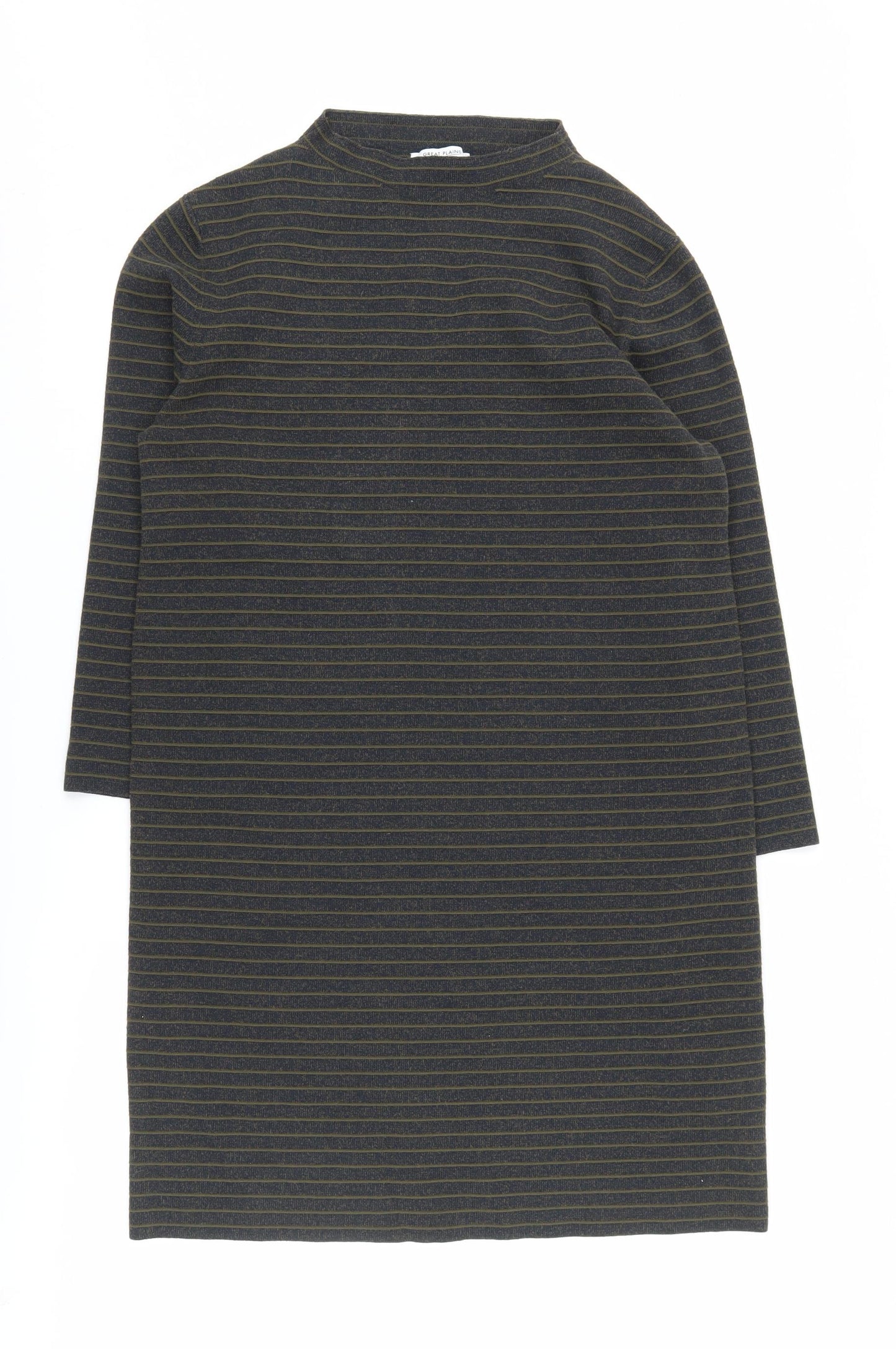 Great Plains Women's Black Striped Long Sleeve Dress M