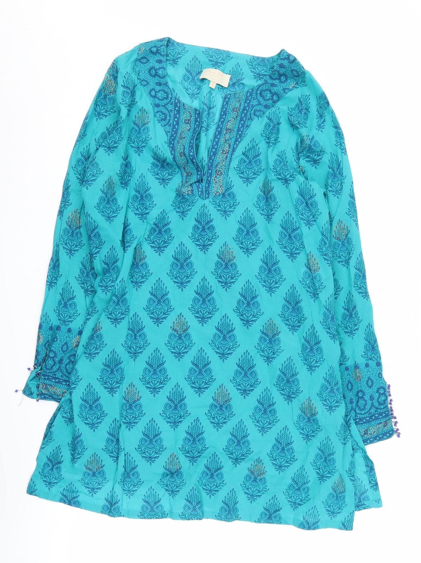 EAST Women’s Blue Geometric Tunic Top Size 14