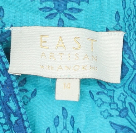 EAST Women’s Blue Geometric Tunic Top Size 14