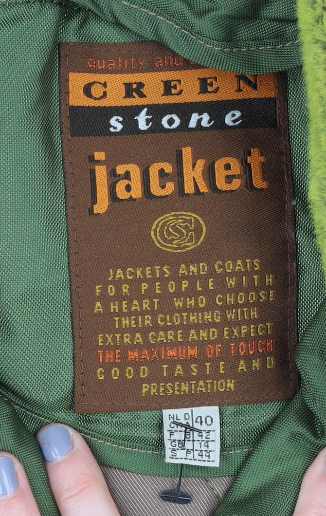 Green Stone Men's Green Long Jacket, Size 40, Casual
