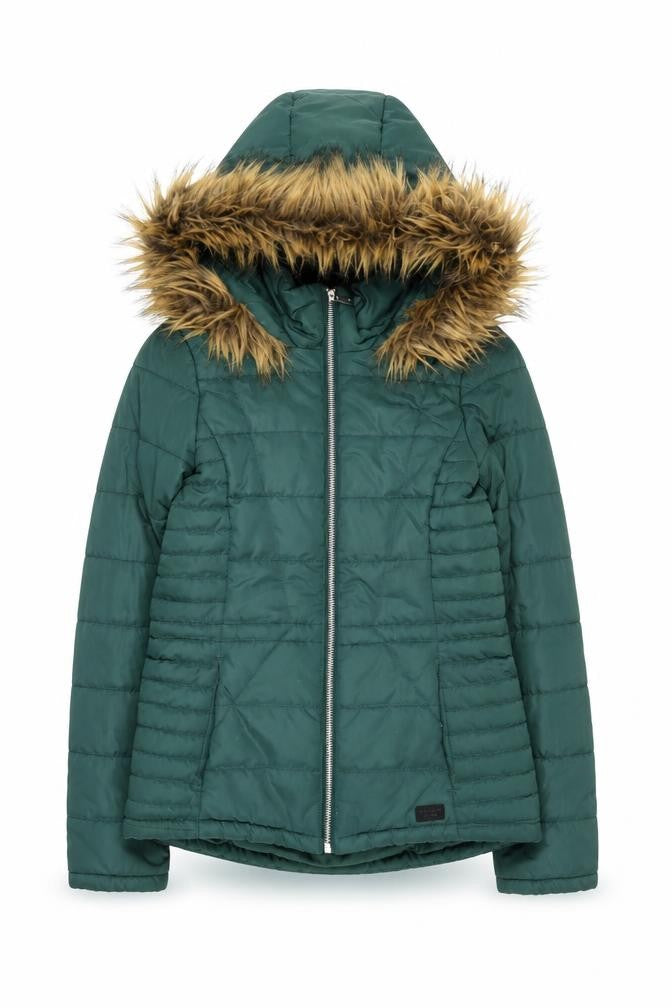 Front view of Vero Moda Women's Green Puffer Jacket XS