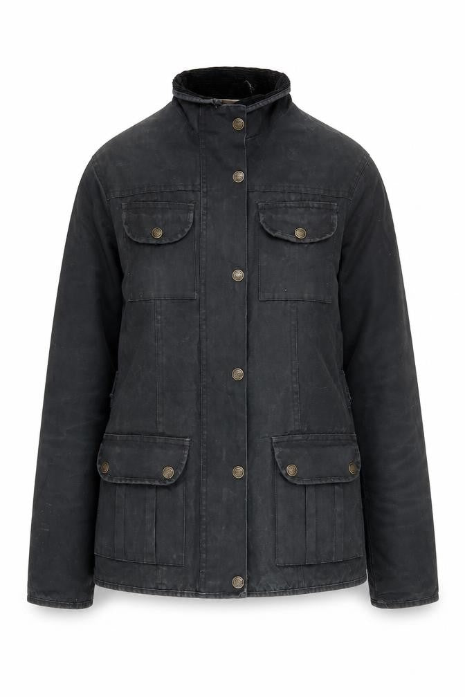 Front view of Greenbelt Women's Black Jacket, size 12, Mid-Length