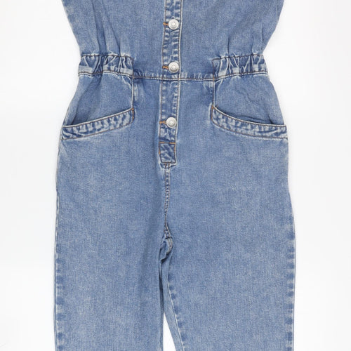 George Girls Blue Denim Jumpsuit 11-12 Years Short Sleeve