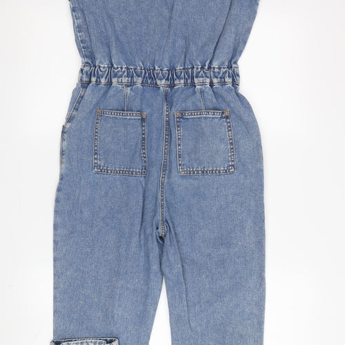 George Girls Blue Denim Jumpsuit 11-12 Years Short Sleeve
