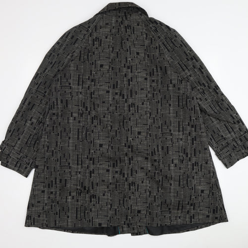 Marks and Spencer Women's Black Geometric Overcoat - Size 16