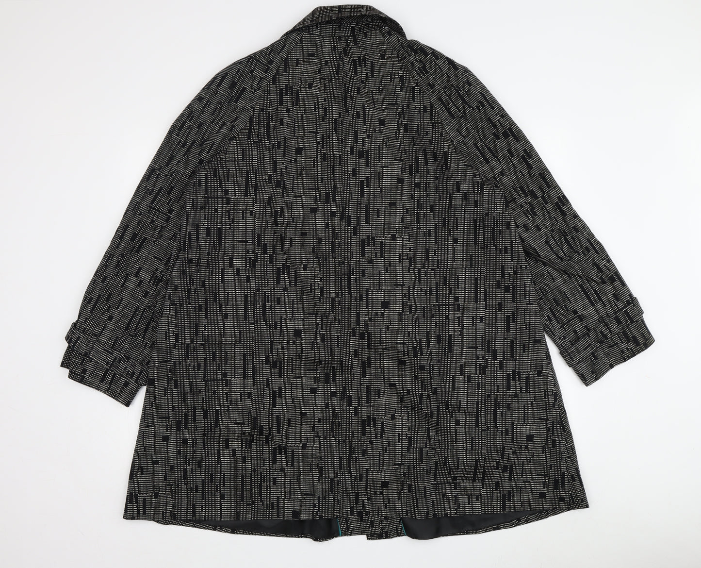 Marks and Spencer Women's Black Geometric Overcoat - Size 16
