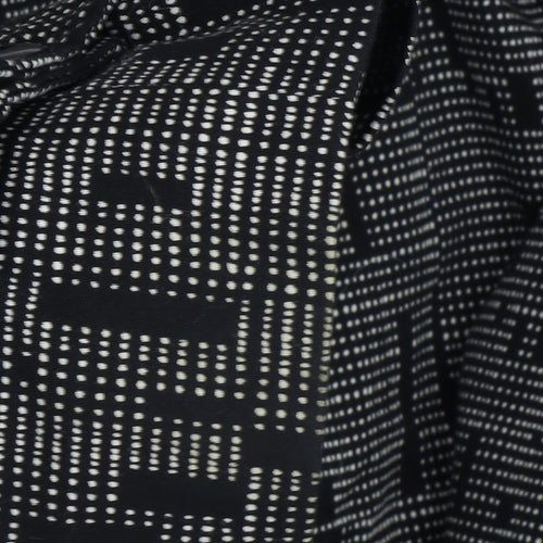 Marks and Spencer Women's Black Geometric Overcoat - Size 16