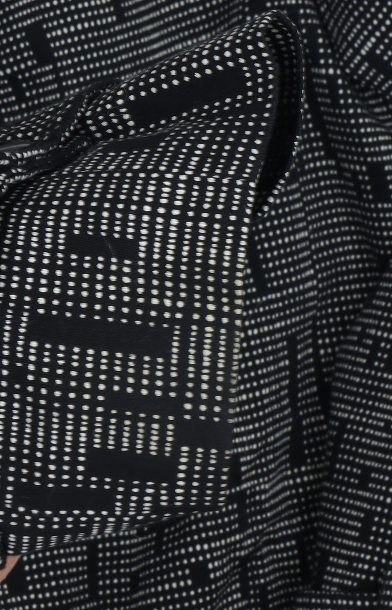 Marks and Spencer Women's Black Geometric Overcoat - Size 16
