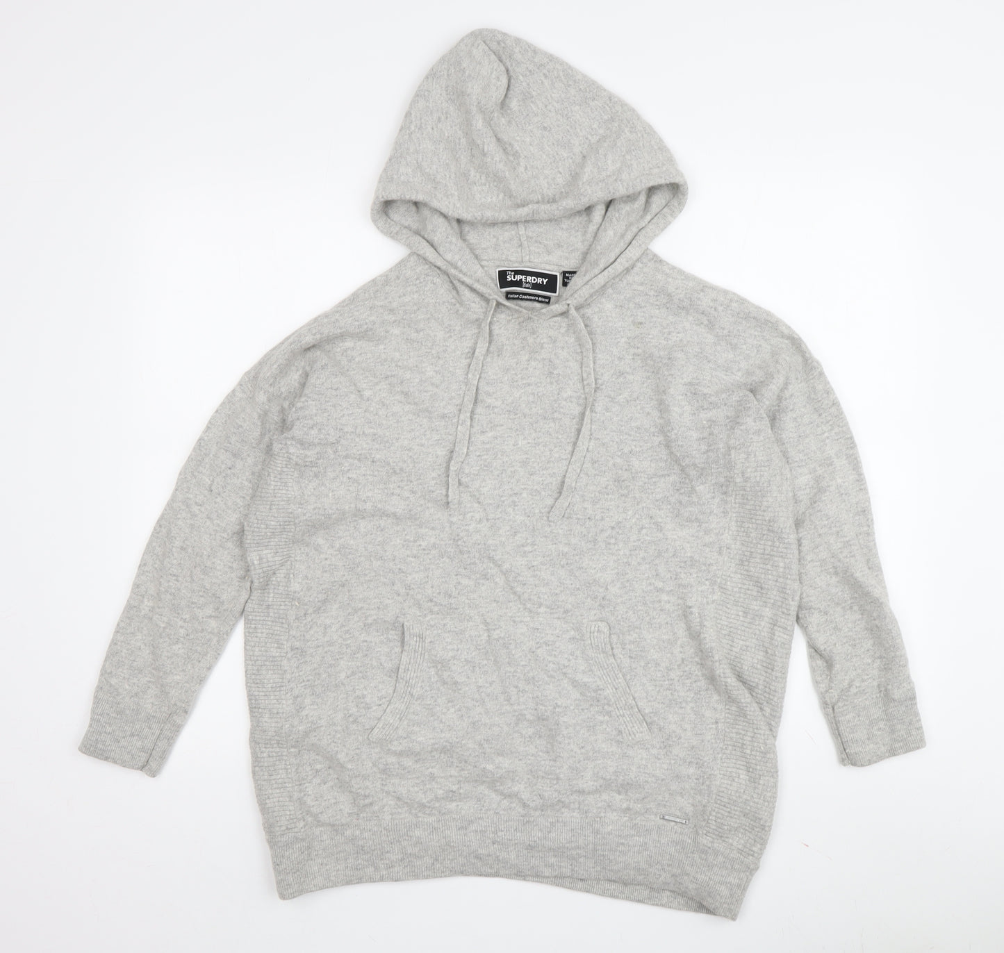 Superdry Women's Grey Hooded Pullover Jumper Size 12