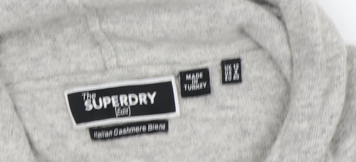 Superdry Women's Grey Hooded Pullover Jumper Size 12