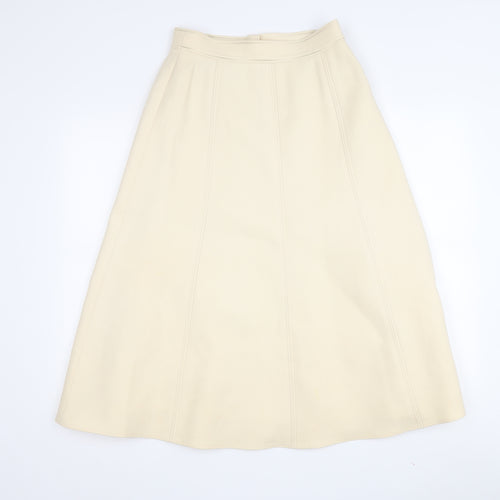 Louis Féraud Women's Beige Wool A-Line Midi Skirt, Size 10