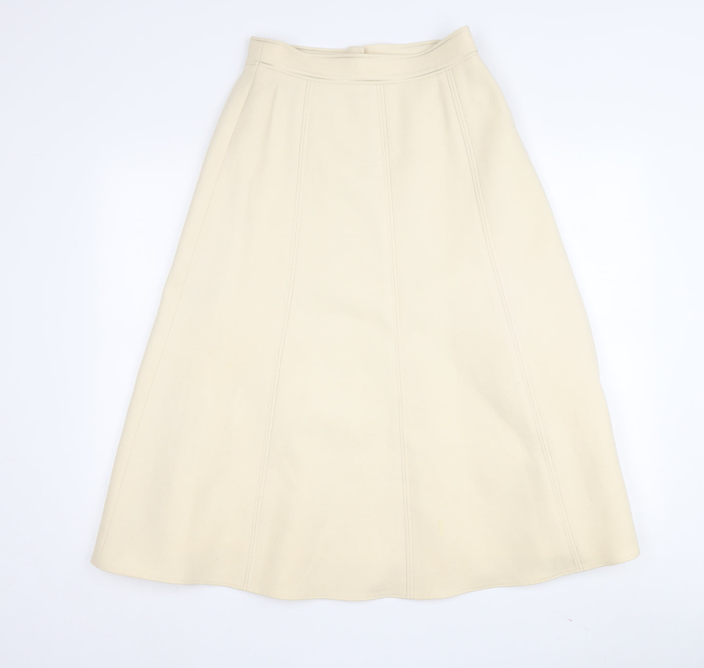 Louis Féraud Women's Beige Wool A-Line Midi Skirt, Size 10
