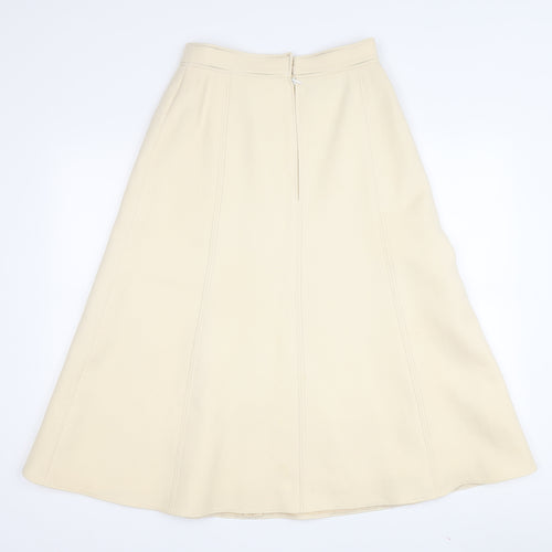 Louis Féraud Women's Beige Wool A-Line Midi Skirt, Size 10