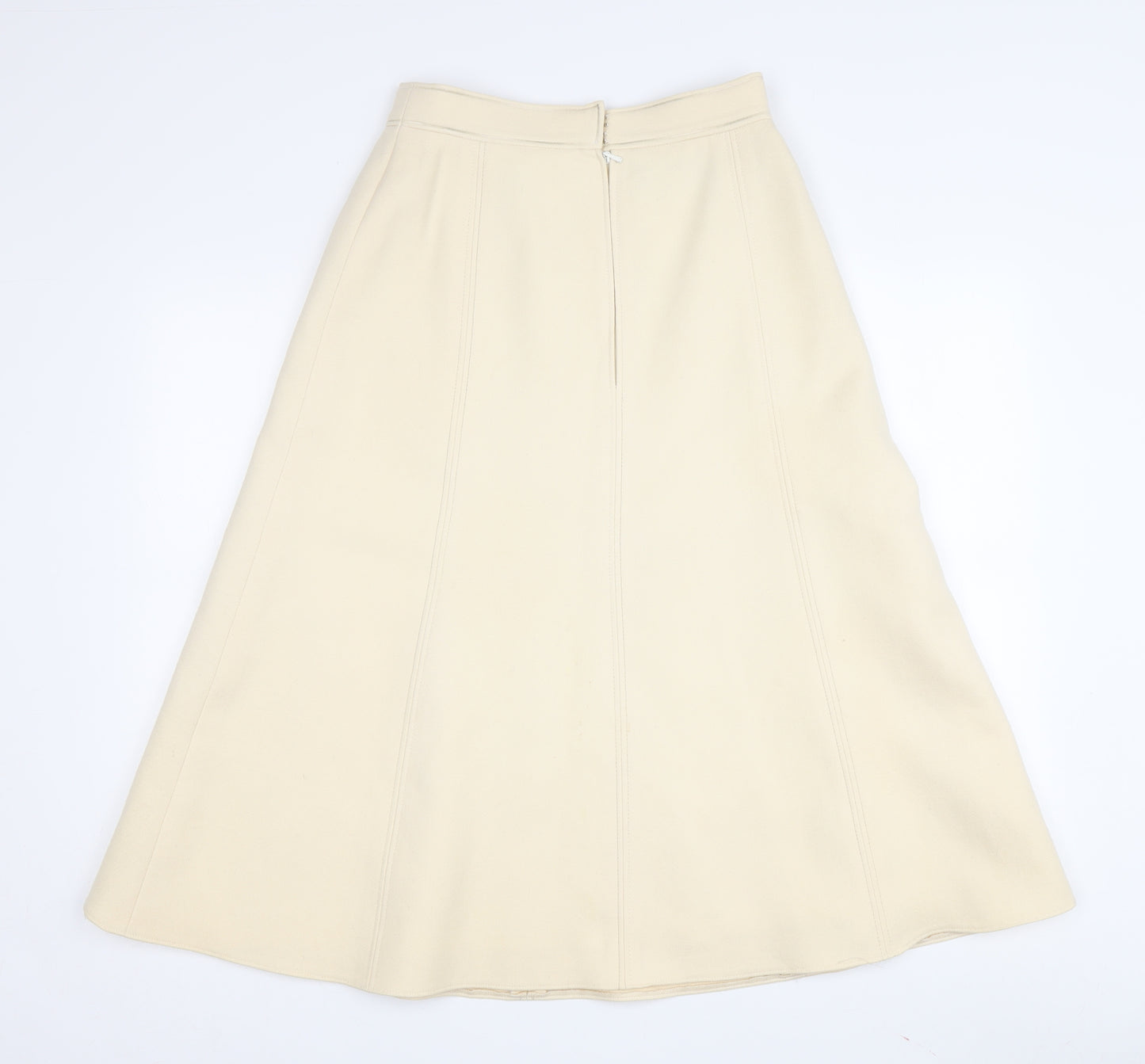 Louis Féraud Women's Beige Wool A-Line Midi Skirt, Size 10