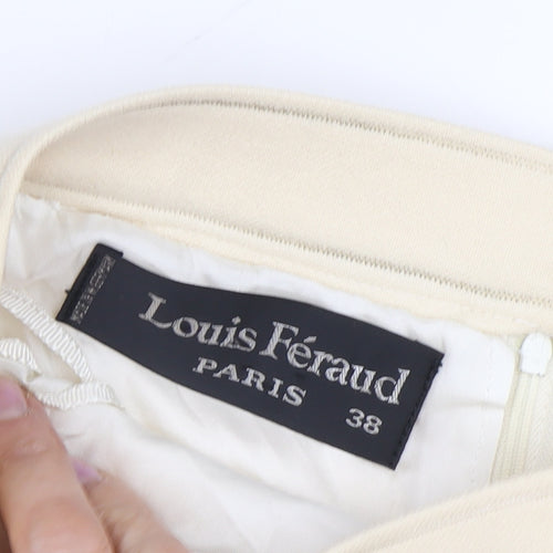 Louis Féraud Women's Beige Wool A-Line Midi Skirt, Size 10