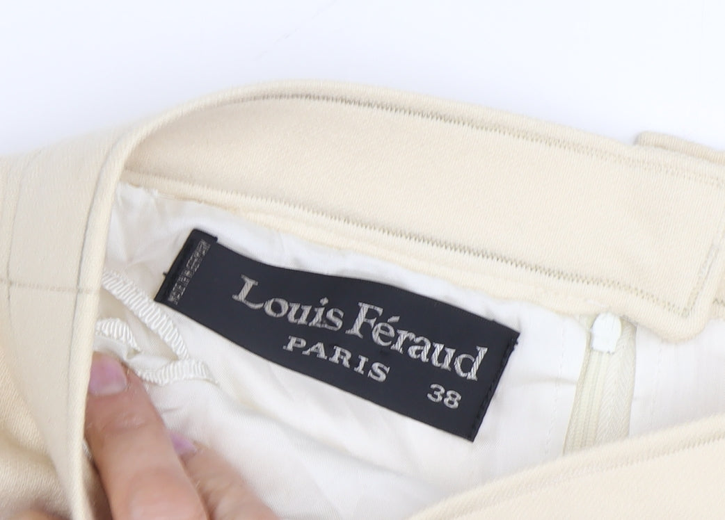 Louis Féraud Women's Beige Wool A-Line Midi Skirt, Size 10