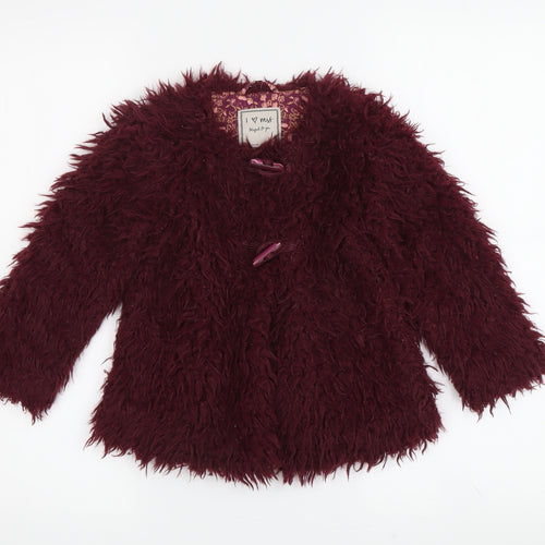 Next Girls Red Acrylic Coat, 2-3 Years, Autumn-Winter
