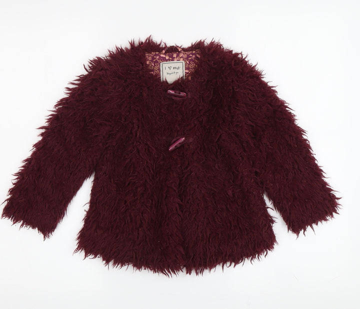 Next Girls Red Acrylic Coat, 2-3 Years, Autumn-Winter