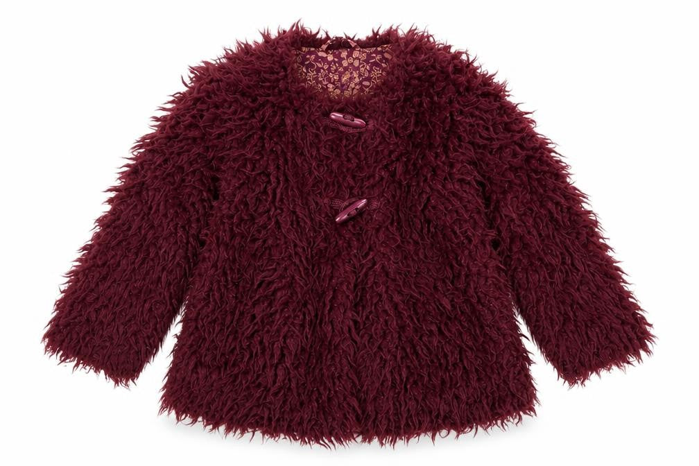 Next Girls Red Acrylic Coat, 2-3 Years, Autumn-Winter