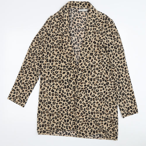 Stradivarius Women's Beige Animal Print Coatigan Size 10