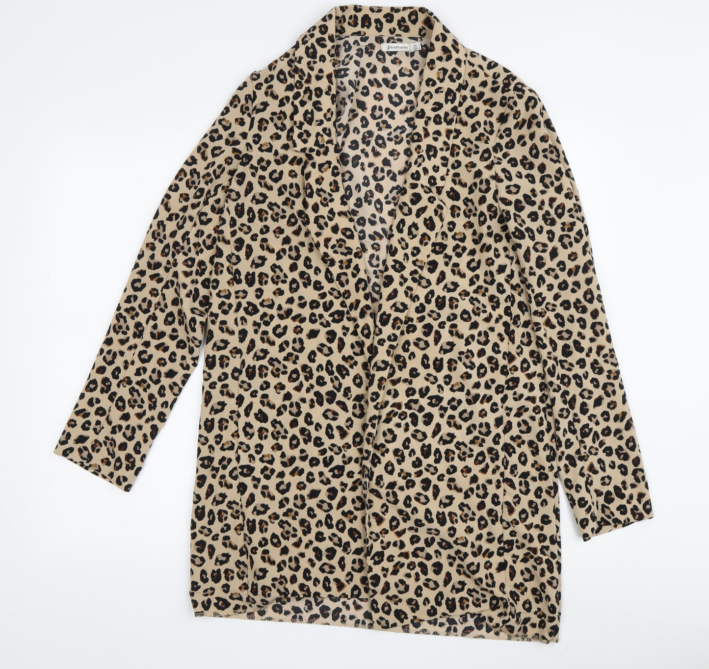 Stradivarius Women's Beige Animal Print Coatigan Size 10