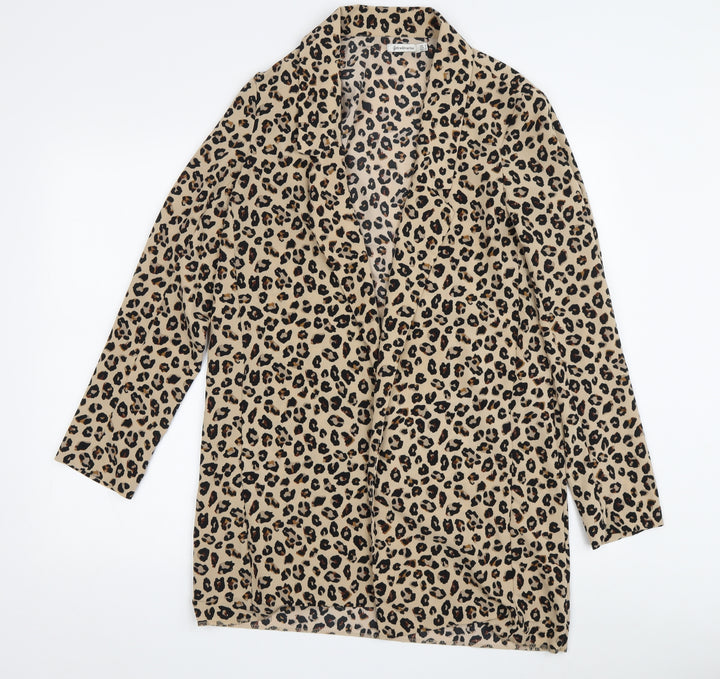 Stradivarius Women's Beige Animal Print Coatigan Size 10