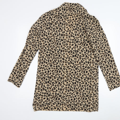 Stradivarius Women's Beige Animal Print Coatigan Size 10