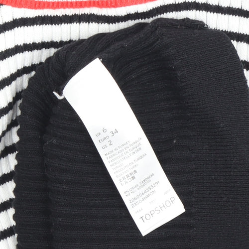 Topshop Women's Black Striped Pullover Jumper Size 6