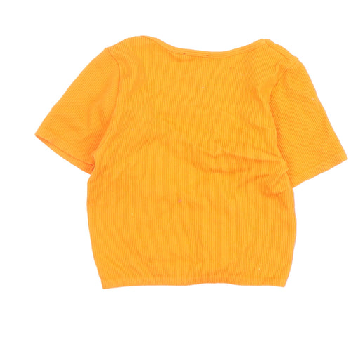 Zara Women's Orange Cropped T-Shirt, Size M-L