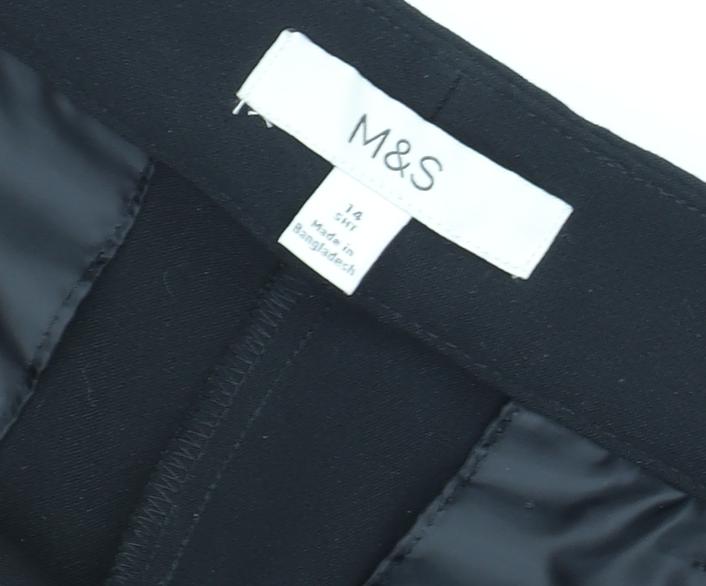 Marks and Spencer Women's Black Wide-Leg Trousers Size 14
